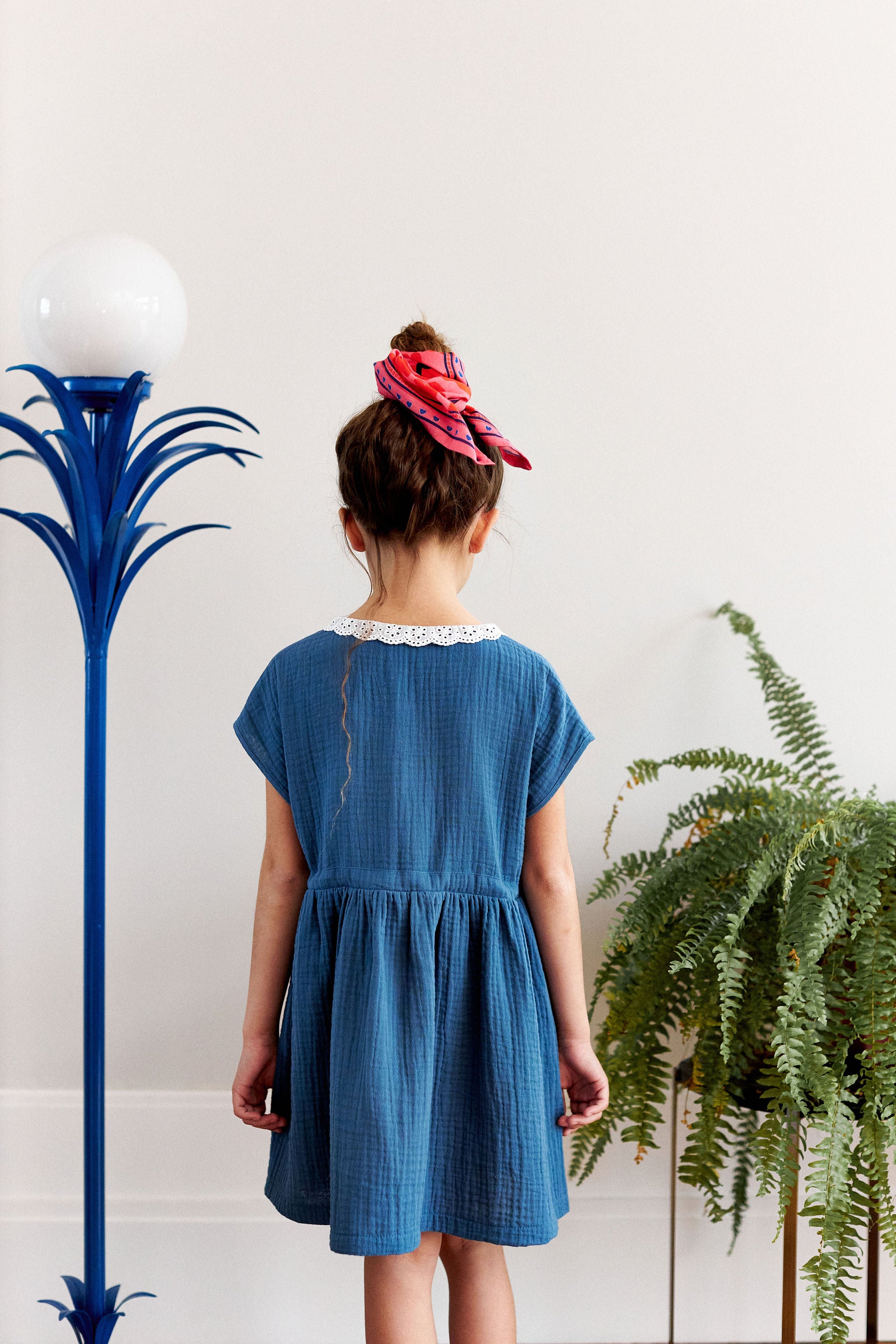 Robe Gaze de coton Bleu Fille du 3 ans au 12 ans - Robe Odette