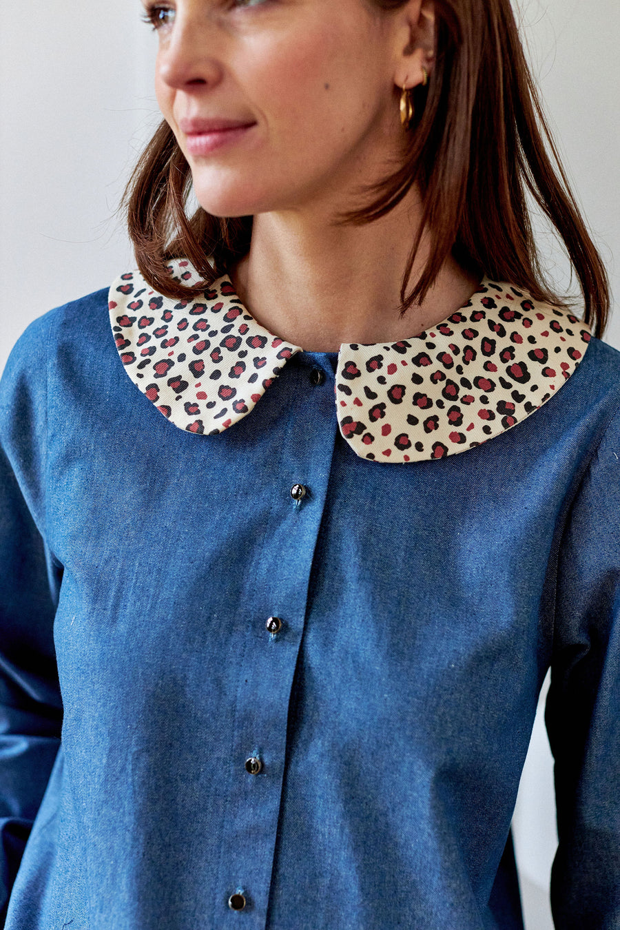 Chemisier Nicole ##2685 Denim Léopard Femme