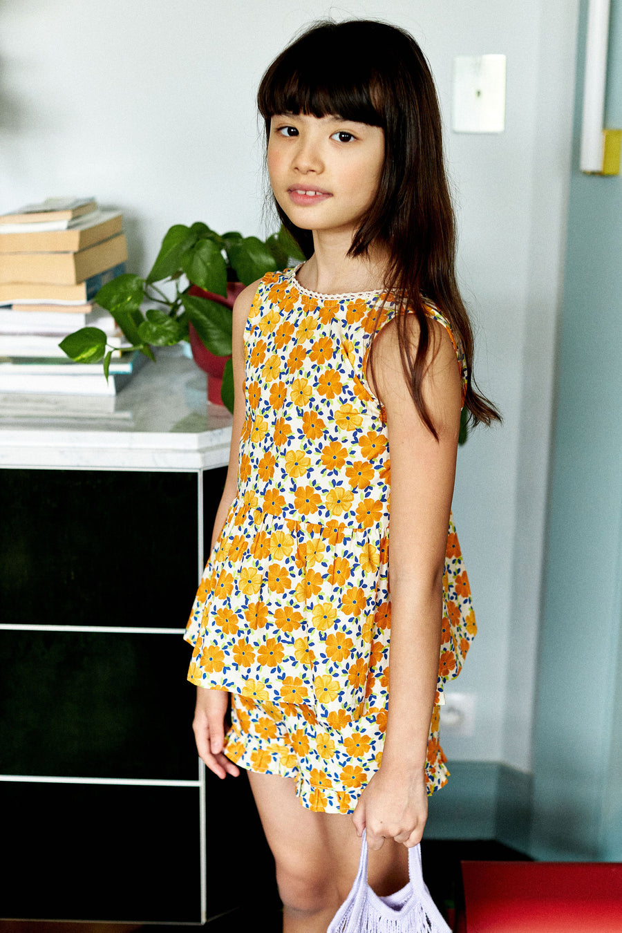 Marilou Shorts ##2640 Orange Flowers