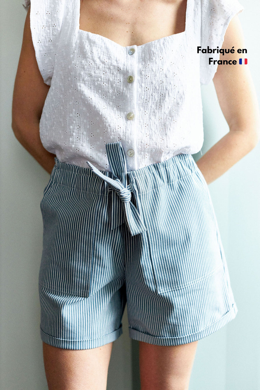 Weekday - Tia - Short rayé - Bleu/blanc Weekday - Tia - Short rayé - Bleu/blanc