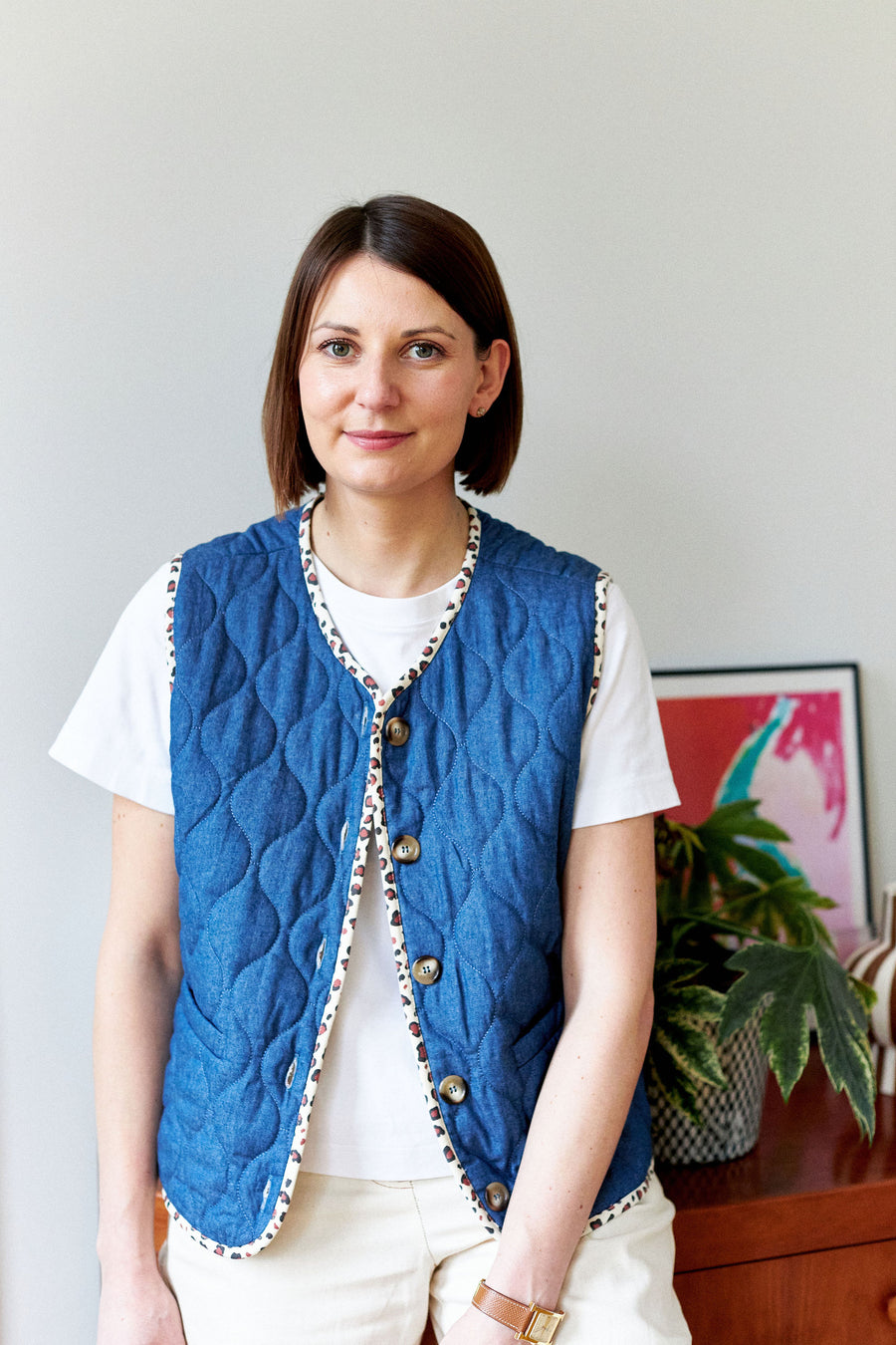 Raymond Jacket ##2689 Women's Natural Leopard Denim