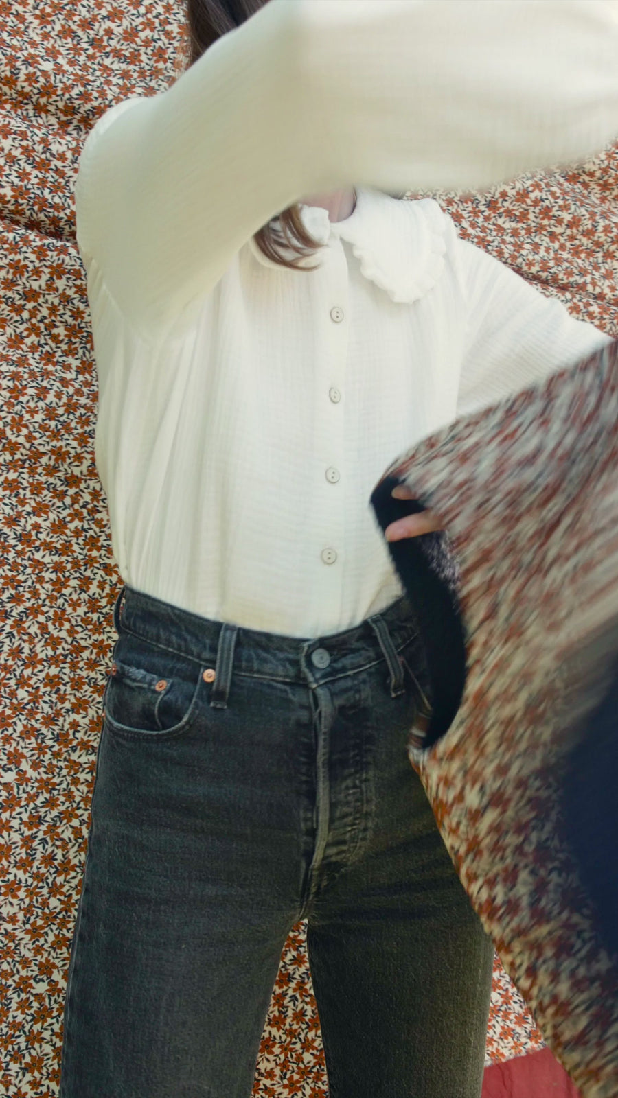 Nicole blouse ##2335F - Triple white gauze Women